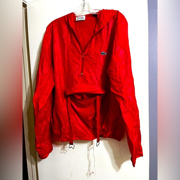 IZOD Lacoste Red Windbreaker with hood Jacket - Picture 1 of 3